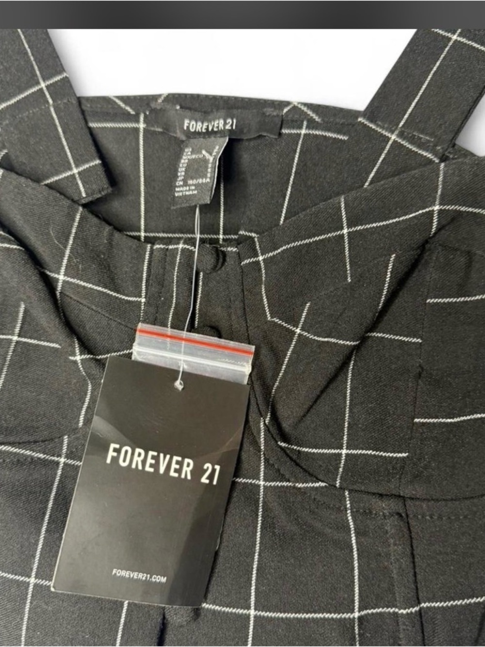 NWT Forever 21 Black Windowpane Button-Front Crop Top. Size Small. - Picture 4 of 5